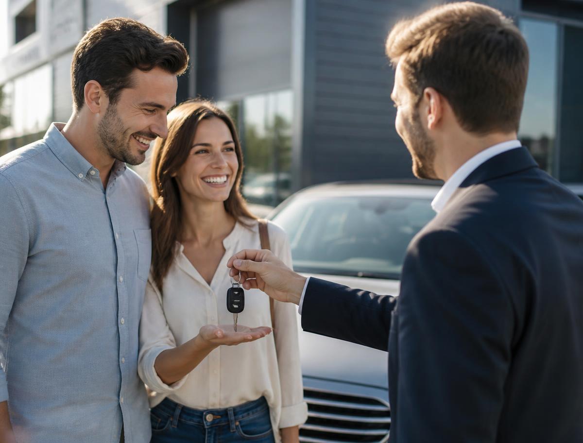 Rahulolev ostja kasutatud auto juures